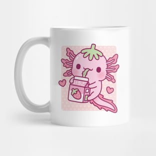 Cute Axolotl Loves Japanese Strawberry Milk Mug